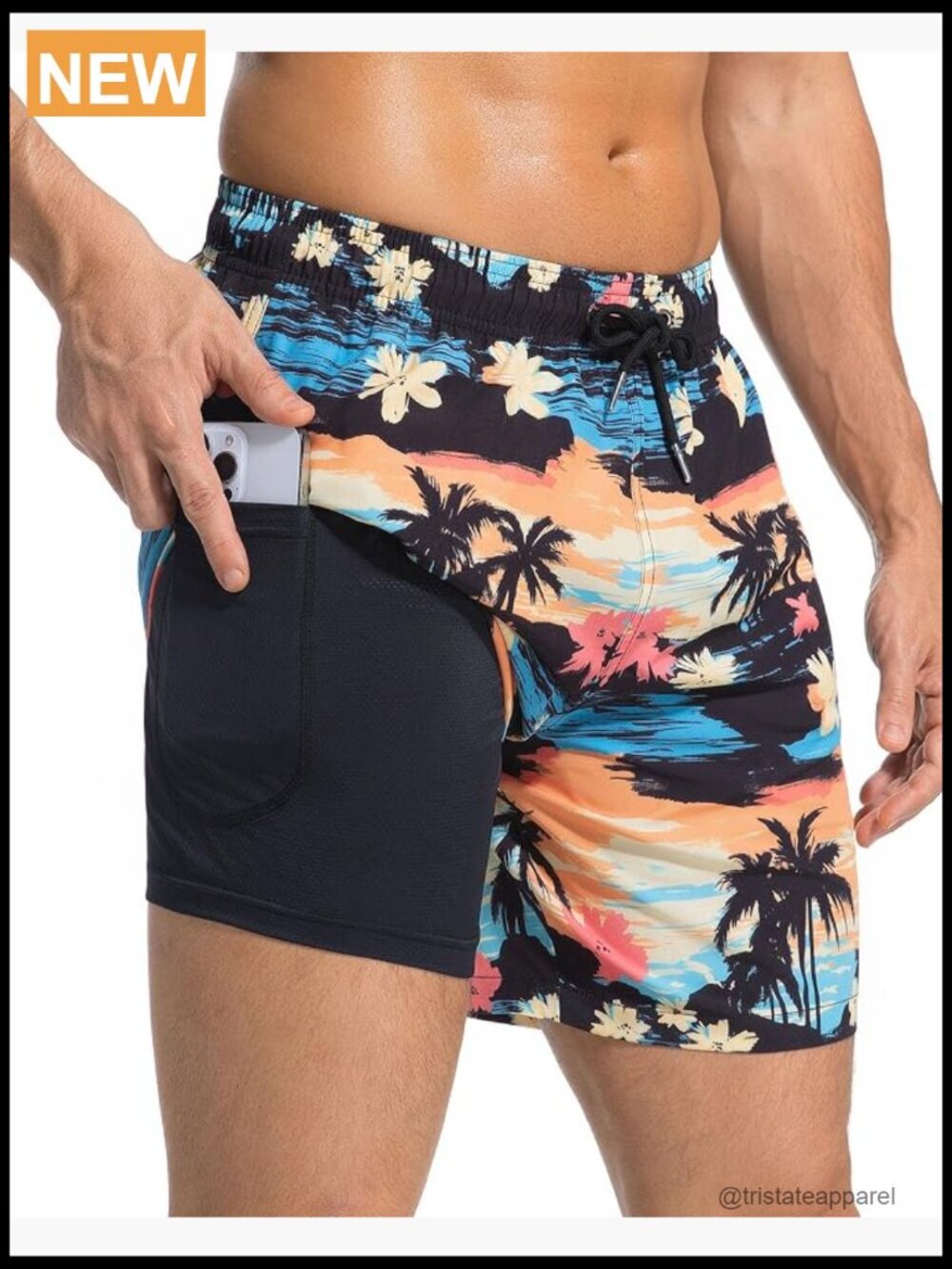 Men's Quick Dry Swim Trunks 5 Inch with Compression Lining